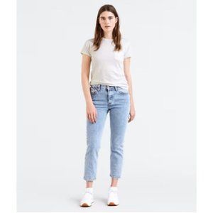 Levi's 501 Original Cropped Jeans Stone Throw Medium Wash Size 25